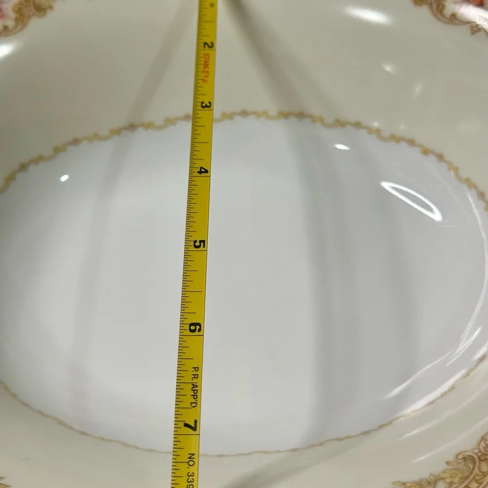 Vintage Noritake Trojan Handled Vegetable Bowl Gold Floral Japan Serving Dish